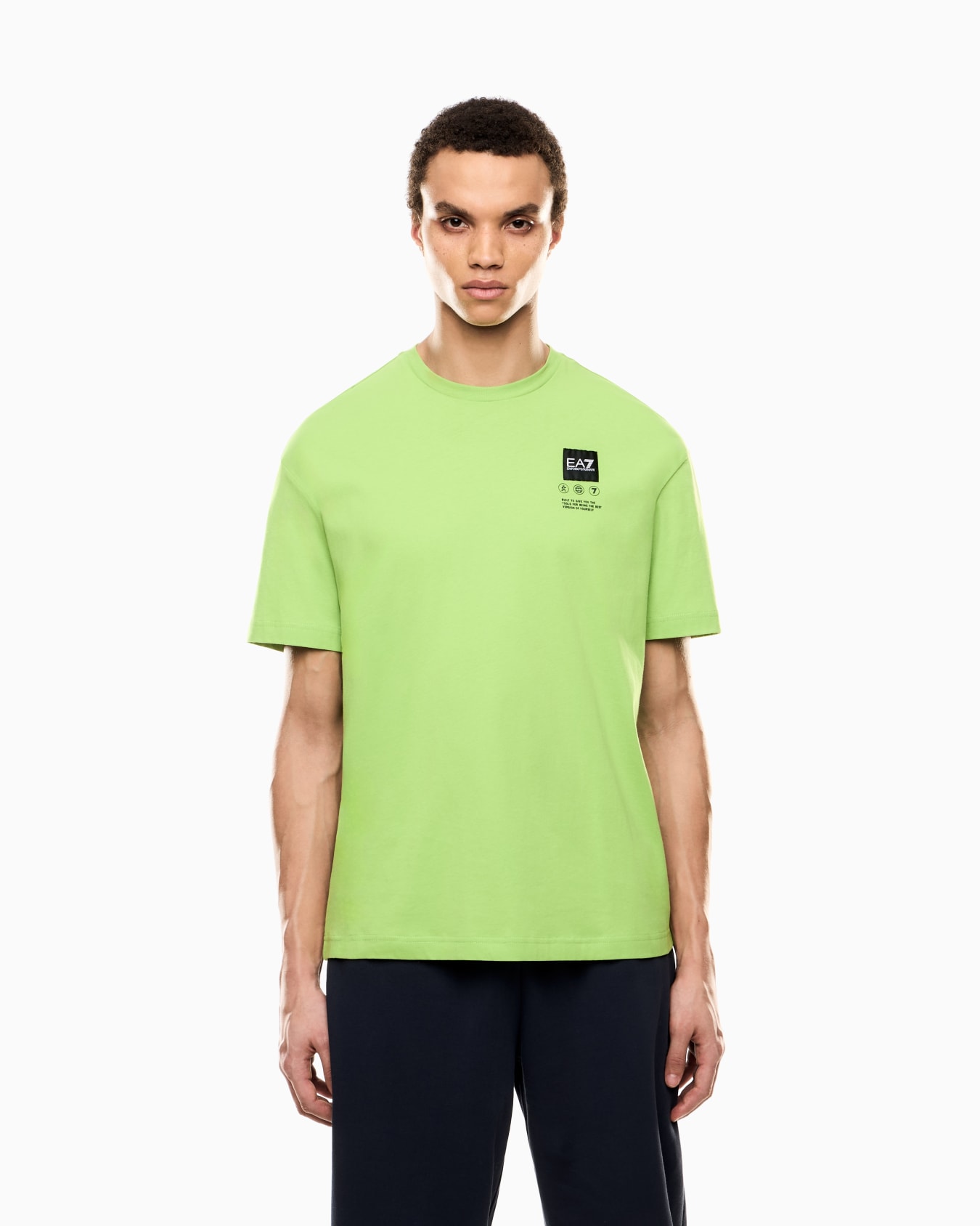 Emporio Armani EA7 Logo Series Kişilər üçün printli qısaqol köynək